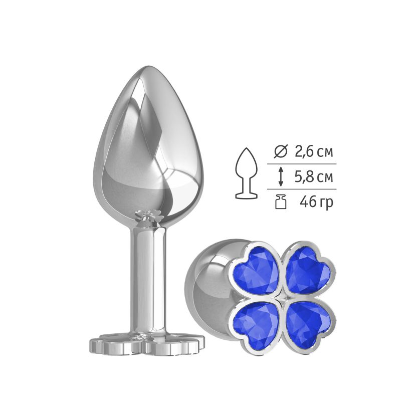 купить Втулка серебро (клевер) с синим кристаллом в интернет-магазине интим товаров «Штучки»