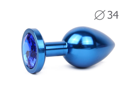 купить BLUE PLUG MEDIUM (втулка анальная), L 82 мм D 34 мм, вес 100г, цвет кристалла синий, в интернет-магазине интим товаров «Штучки»