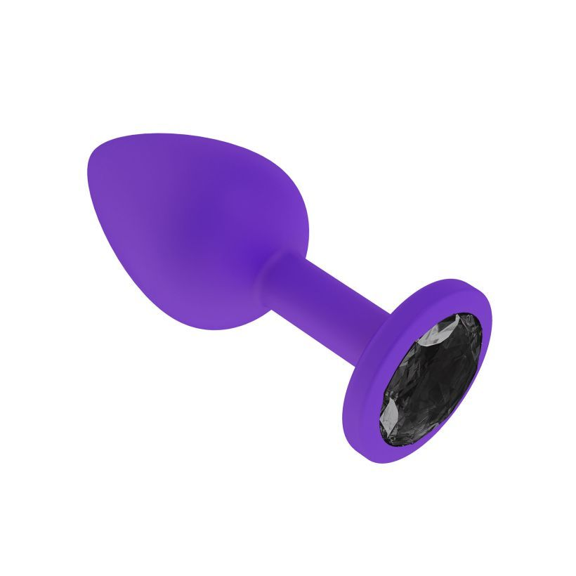 купить Анальная втулка силиконовая фиолетовая с черным кристаллом в интернет-магазине интим товаров «Штучки»