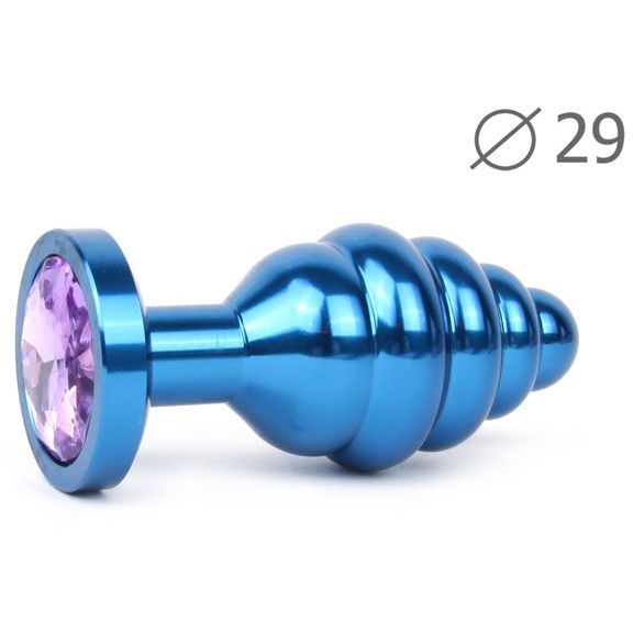 купить Втулка анальная BLUE PLUG SMALL (синяя), L 71 мм D 29 мм, вес 60г, цвет кристалла светло-фиолетовый в интернет-магазине интим товаров «Штучки»