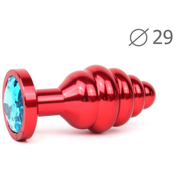 купить Втулка анальная RED PLUG SMALL (красная), L 71 мм D 29 мм, вес 60г, цвет кристалла голубой в интернет-магазине интим товаров «Штучки»