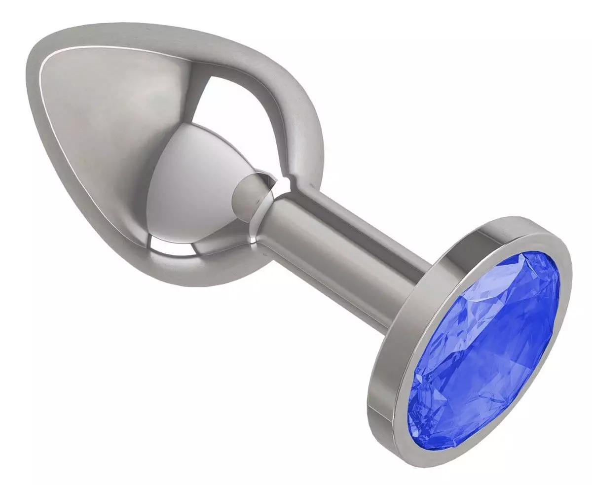 купить Анальная втулка Silver с синим кристаллом в интернет-магазине интим товаров «Штучки»