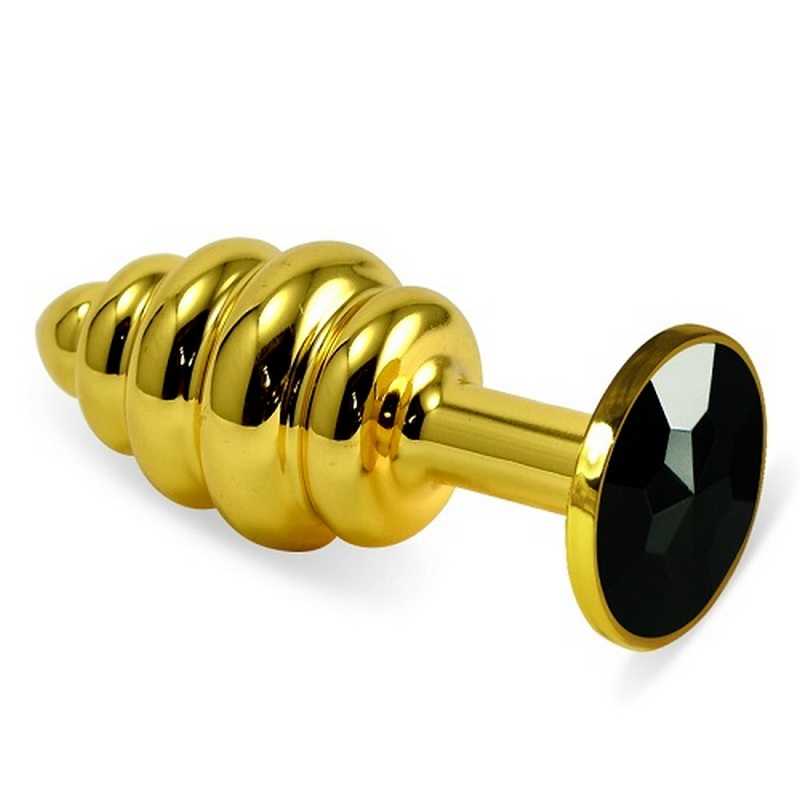 купить Втулка Золото Spiral с черным кристаллом в интернет-магазине интим товаров «Штучки»