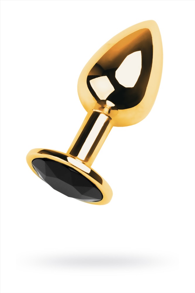 купить Анальная втулка Metal by TOYFA, золотая, с чёрным кристаллом в интернет-магазине интим товаров «Штучки»