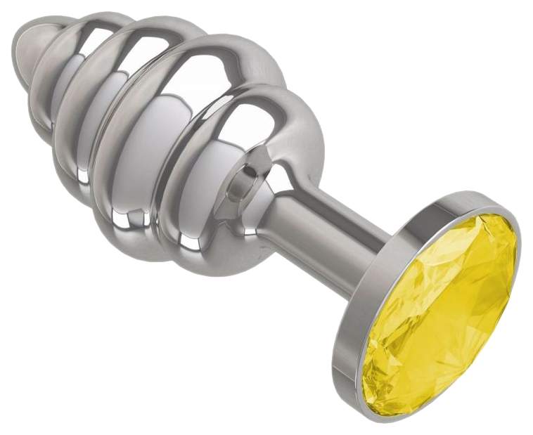 купить Анальная втулка Silver Spiral с желтым кристаллом в интернет-магазине интим товаров «Штучки»