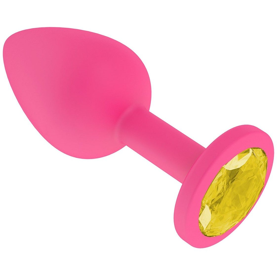 купить Анальная втулка силиконовая розовая с желтым кристаллом в интернет-магазине интим товаров «Штучки»