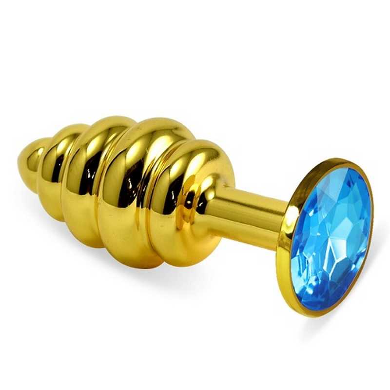 купить Втулка Золото Spiral с голубым кристаллом в интернет-магазине интим товаров «Штучки»