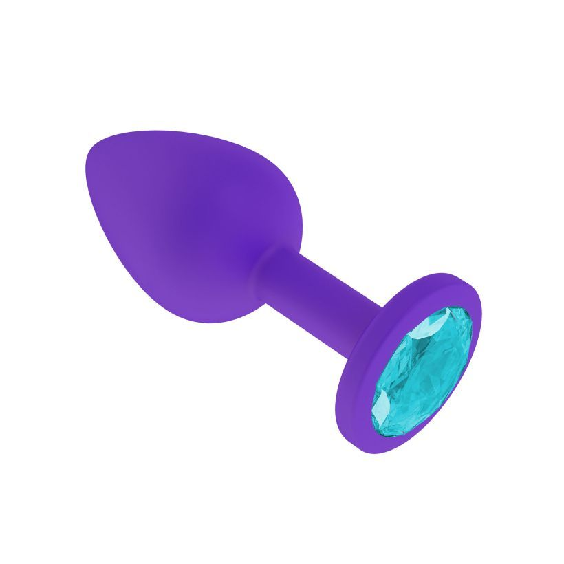 купить Анальная втулка силиконовая фиолетовая с голубым кристаллом в интернет-магазине интим товаров «Штучки»