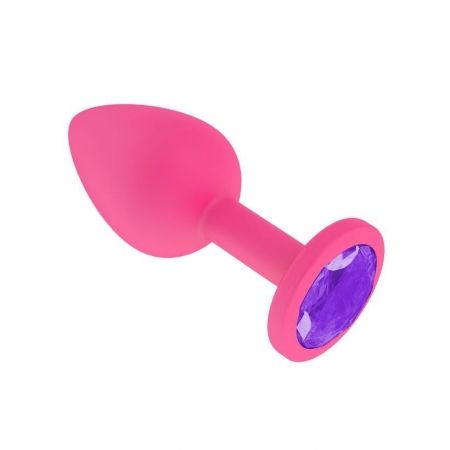 купить Анальная втулка силиконовая розовая с фиолетовым кристаллом в интернет-магазине интим товаров «Штучки»