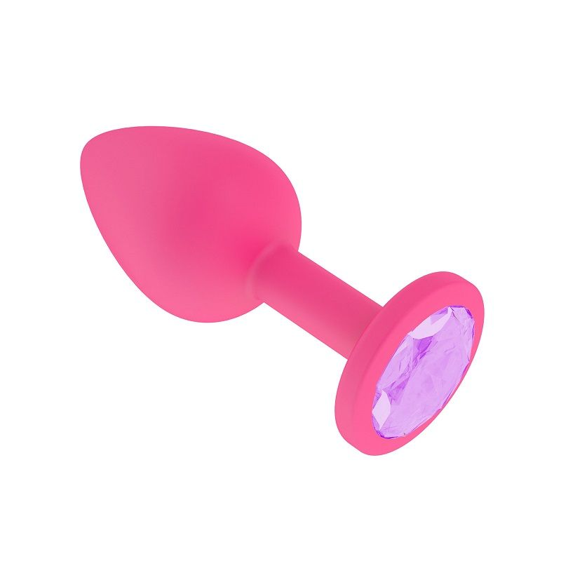 купить Анальная втулка силиконовая розовая с сиреневым кристаллом в интернет-магазине интим товаров «Штучки»