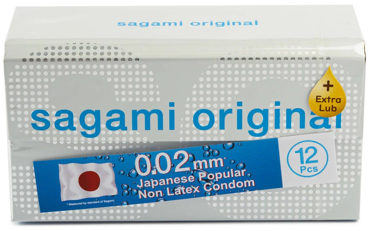 купить Презервативы SAGAMI Original 002 полиуретановые EXTRA LUB 12шт в интернет-магазине интим товаров «Штучки»