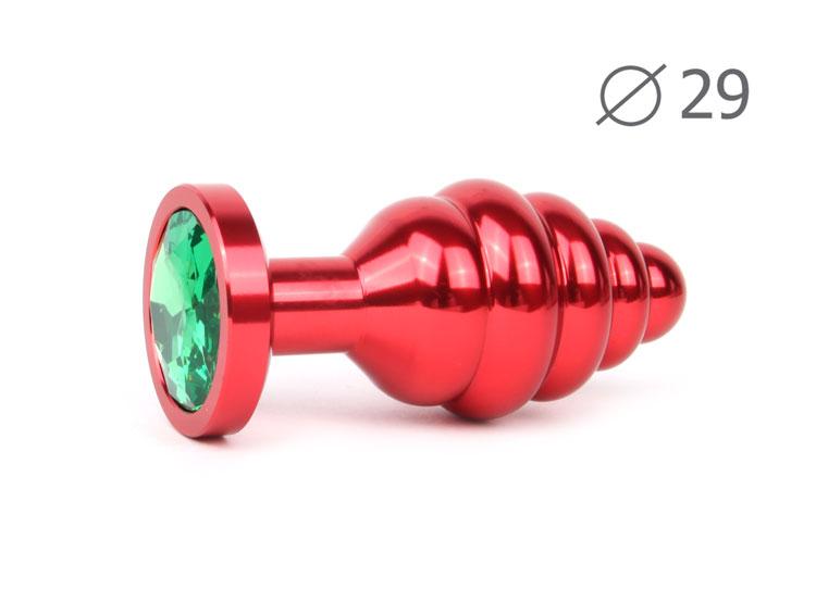 купить Втулка анальная RED PLUG SMALL (красная), L 71 мм D 29 мм, вес 60г, цвет кристалла зелёный в интернет-магазине интим товаров «Штучки»