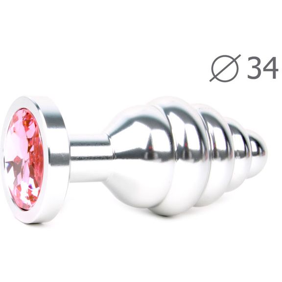купить Втулка анальная SILVER PLUG MEDIUM (серебряная), L 80 мм D 34 мм, вес 90г, цвет кристалла розовый в интернет-магазине интим товаров «Штучки»