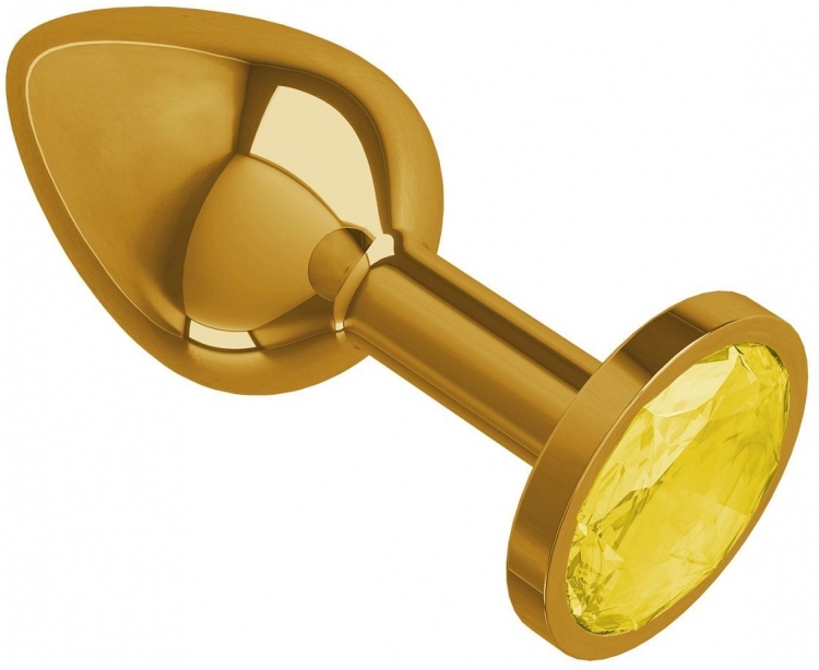 купить Втулка Золото средняя (круглая) с желтым кристаллом в интернет-магазине интим товаров «Штучки»