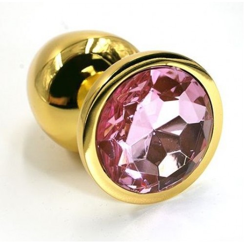 купить Втулка Золото средняя (круглая) с розовым кристаллом в интернет-магазине интим товаров «Штучки»