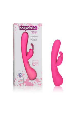 купить Вибромассажер Impress™ Rabbit со стимуляцией клитора розовый в интернет-магазине интим товаров «Штучки»