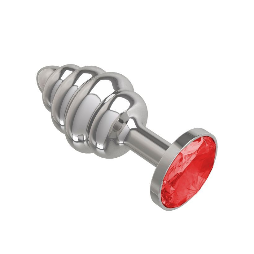 купить Анальная втулка Silver Spiral с красным кристаллом в интернет-магазине интим товаров «Штучки»