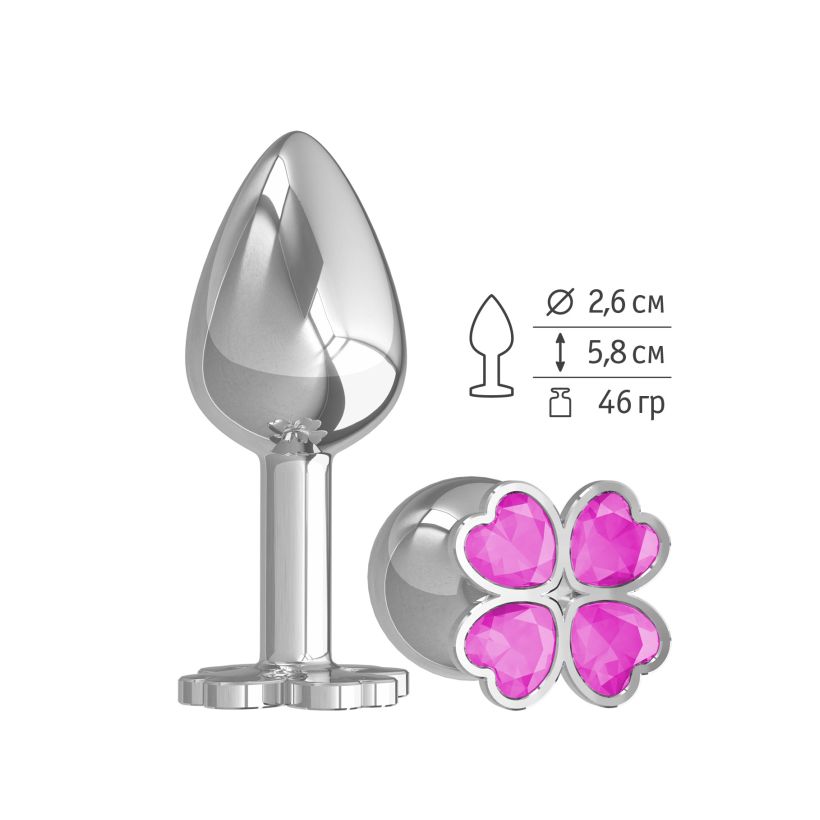 купить Втулка серебро (клевер) с розовым кристаллом в интернет-магазине интим товаров «Штучки»