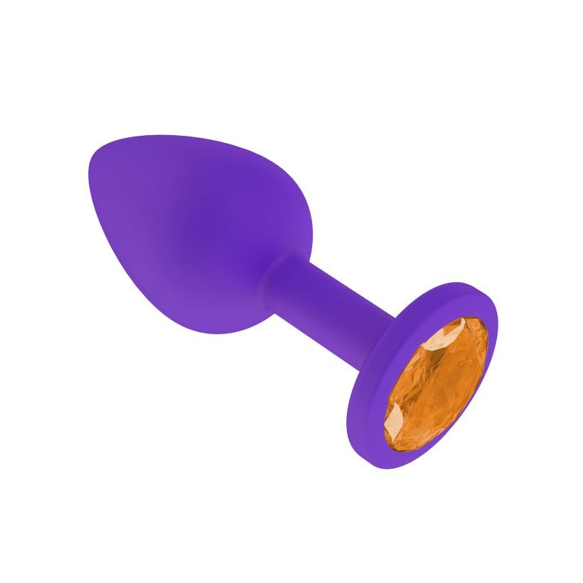 купить Анальная втулка силиконовая фиолетовая с оранжевым кристаллом в интернет-магазине интим товаров «Штучки»