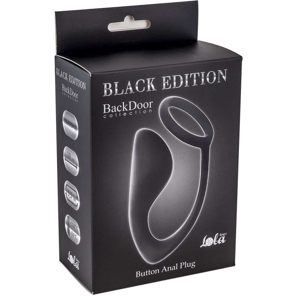 купить Мужской анальный стимулятор с кольцом на пенис Button Anal Plug Black в интернет-магазине интим товаров «Штучки»