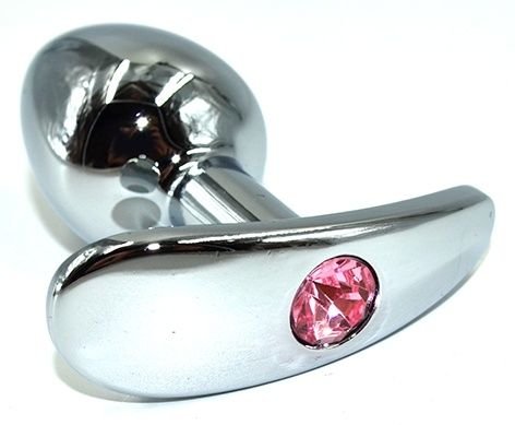купить Металлическая анальная пробка для ношения, конус, розовый кристалл (h-85, d-20) в интернет-магазине интим товаров «Штучки»