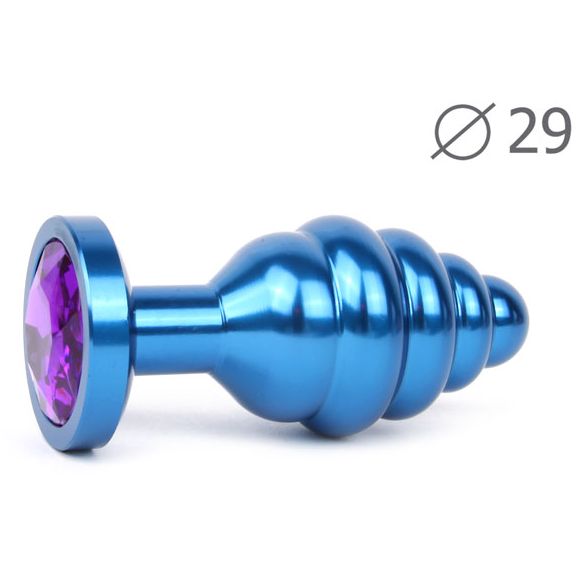 купить Втулка анальная BLUE PLUG SMALL (синяя), L 71 мм D 29 мм, вес 60г, цвет кристалла фиолетовый в интернет-магазине интим товаров «Штучки»