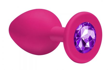 купить Анальная пробка Emotions Cutie Small Pink dark purple crystal в интернет-магазине интим товаров «Штучки»