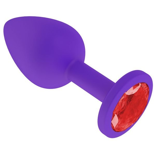 купить Анальная втулка силиконовая фиолетовая с красным кристаллом в интернет-магазине интим товаров «Штучки»