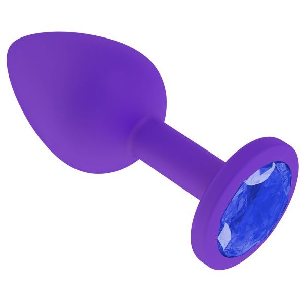 купить Анальная втулка силиконовая фиолетовая с синим кристаллом в интернет-магазине интим товаров «Штучки»