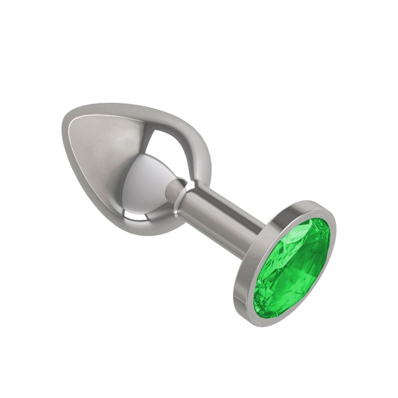 купить Анальная втулка Silver с зеленым кристаллом в интернет-магазине интим товаров «Штучки»