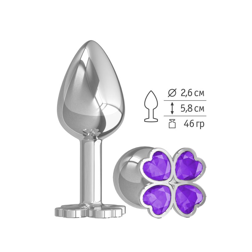 купить Втулка серебро (клевер) с фиолетовым кристаллом в интернет-магазине интим товаров «Штучки»