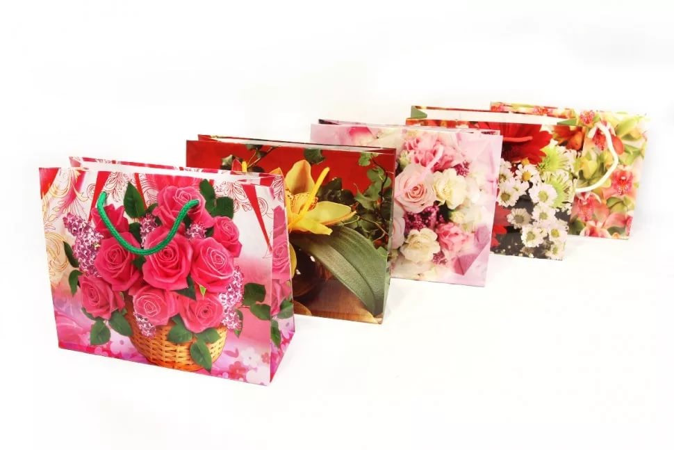 купить Пакет подарочный 40*31*9 см (микс цветочного дизайна) в интернет-магазине интим товаров «Штучки»