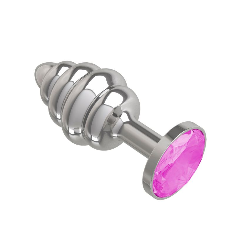купить Анальная втулка Silver Spiral с розовым кристаллом в интернет-магазине интим товаров «Штучки»