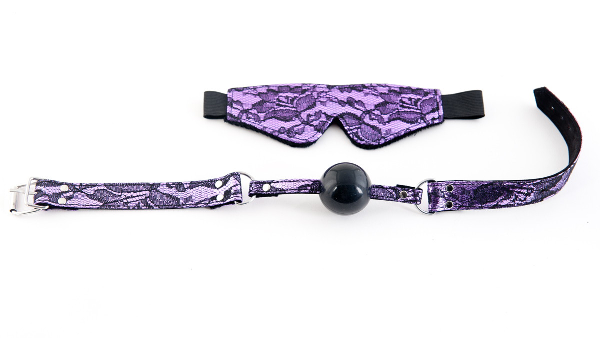 купить Кружевной набор пурпурный: маска и кляп, 716033 в интернет-магазине интим товаров «Штучки»