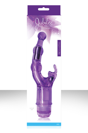 купить Вибромассажер для тройного  стимулирования  Jubilee фиолетовый в интернет-магазине интим товаров «Штучки»