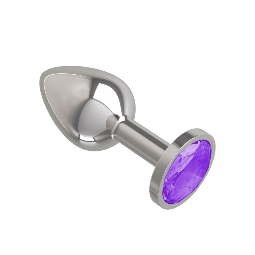 купить Анальная втулка Silver с фиолетовым кристаллом в интернет-магазине интим товаров «Штучки»