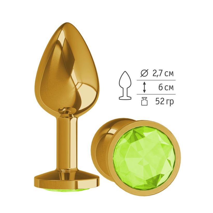 купить Втулка золото с кристаллом цвета лайма в интернет-магазине интим товаров «Штучки»