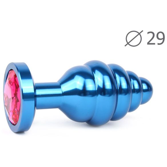 купить Втулка анальная BLUE PLUG SMALL (синяя), L 71 мм D 29 мм, вес 60г, цвет кристалла рубиновый в интернет-магазине интим товаров «Штучки»