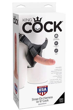 купить Страпон Strap-on Harness 6" Cock трусики с насадкой телесный в интернет-магазине интим товаров «Штучки»