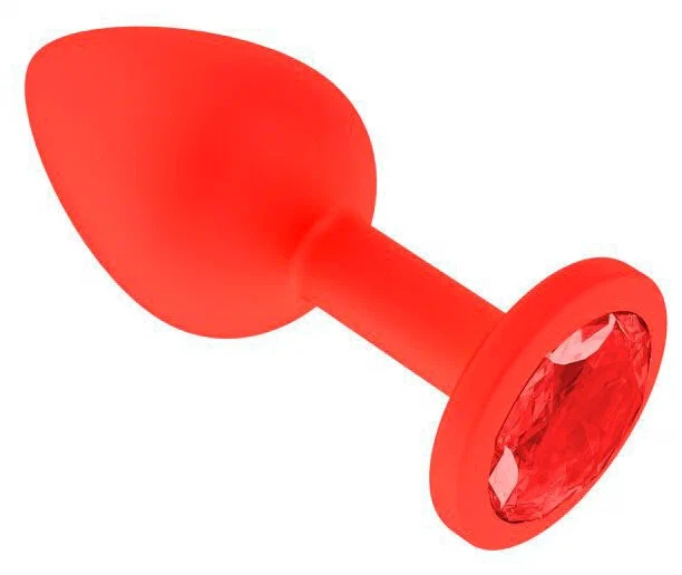 купить Анальная втулка силиконовая красная с красным кристаллом в интернет-магазине интим товаров «Штучки»