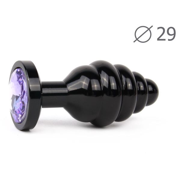 купить Втулка анальная BLACK PLUG SMALL (чёрная), L 71 мм D 29 мм, вес 60г, цвет кристалла светло-фиолетовы в интернет-магазине интим товаров «Штучки»