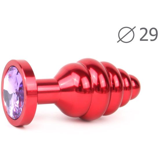 купить Втулка анальная RED PLUG SMALL (красная), L 71 мм D 29 мм, вес 60г, цвет кристалла светло-фиолетовый в интернет-магазине интим товаров «Штучки»