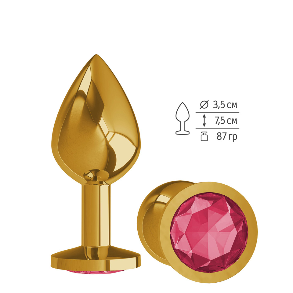купить Втулка Золото средняя (круглая) с малиновым кристаллом в интернет-магазине интим товаров «Штучки»