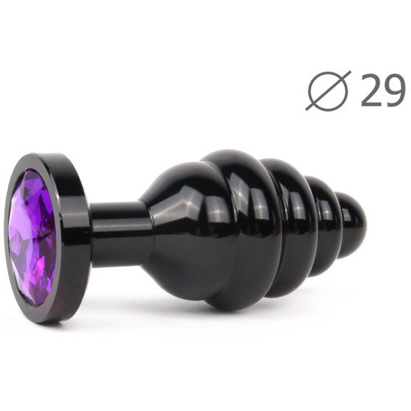 купить Втулка анальная BLACK PLUG SMALL (чёрная), L 71 мм D 29 мм, вес 60г, цвет кристалла фиолетовый в интернет-магазине интим товаров «Штучки»