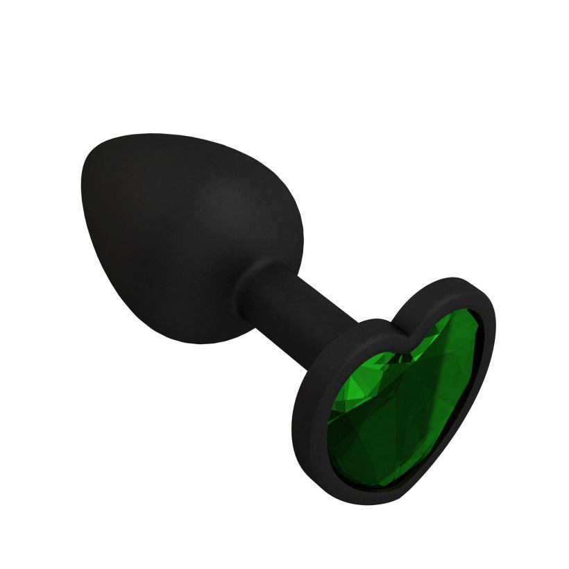 купить Втулка силиконовая черная с зеленым кристаллом в интернет-магазине интим товаров «Штучки»