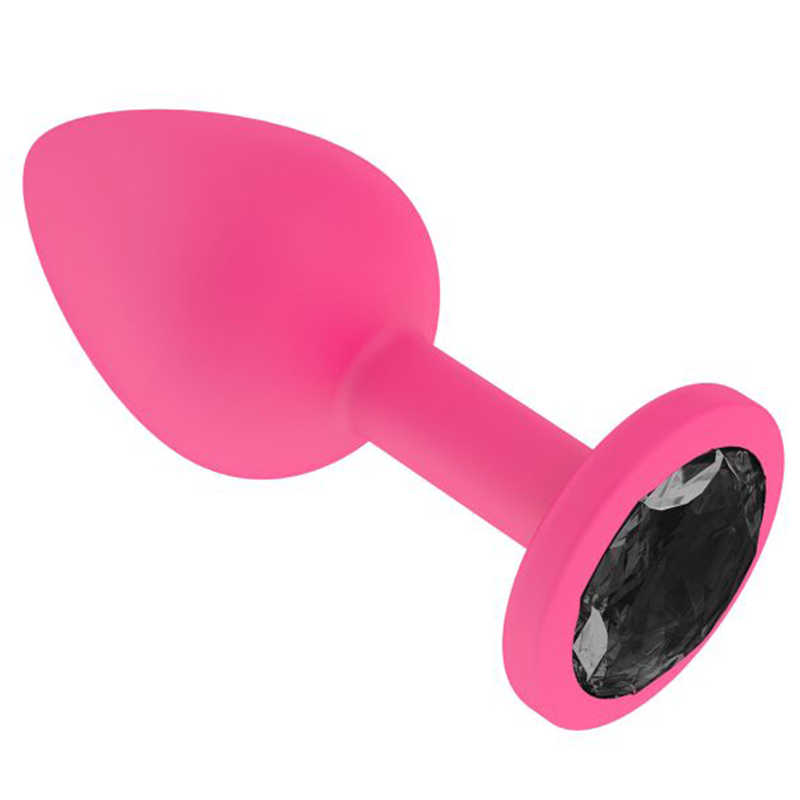 купить Анальная втулка силиконовая розовая с черным кристаллом в интернет-магазине интим товаров «Штучки»