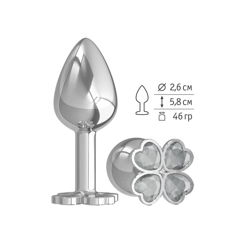 купить Втулка серебро (клевер) с прозрачным кристаллом в интернет-магазине интим товаров «Штучки»