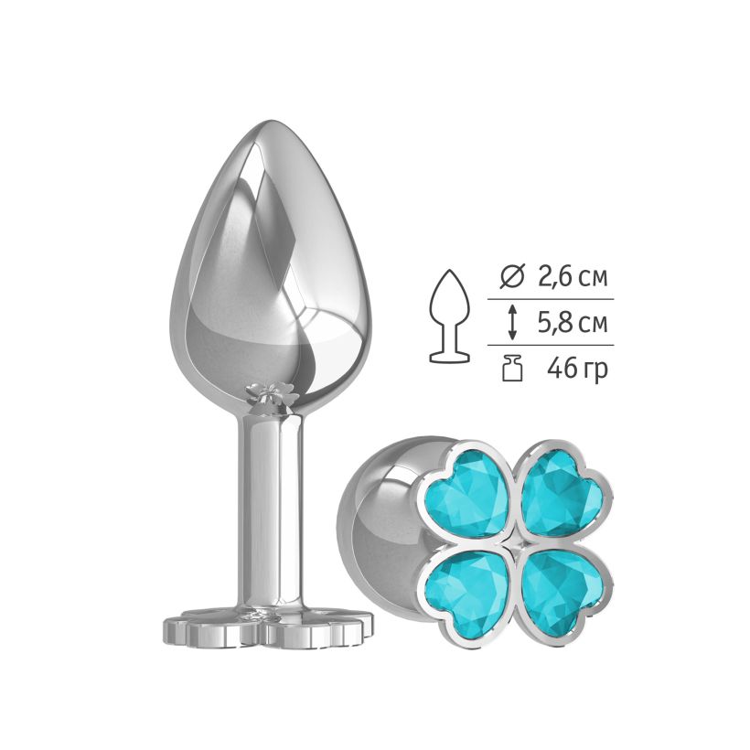 купить Втулка серебро (клевер) с голубым кристаллом в интернет-магазине интим товаров «Штучки»