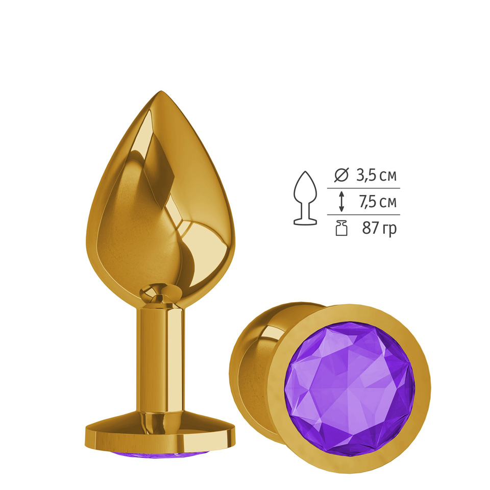 купить Втулка Золото средняя (круглая) с фиолетовым кристаллом в интернет-магазине интим товаров «Штучки»