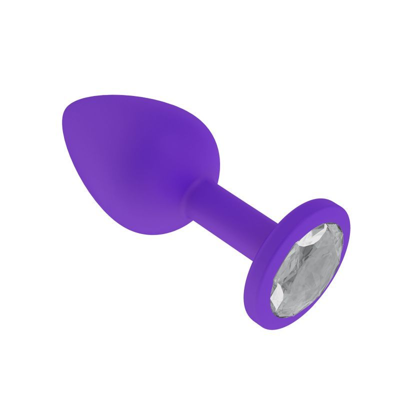 купить Анальная втулка силиконовая фиолетовая с прозрачным кристаллом в интернет-магазине интим товаров «Штучки»